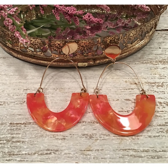 Orange Resin Hoops - Picture 3 of 9